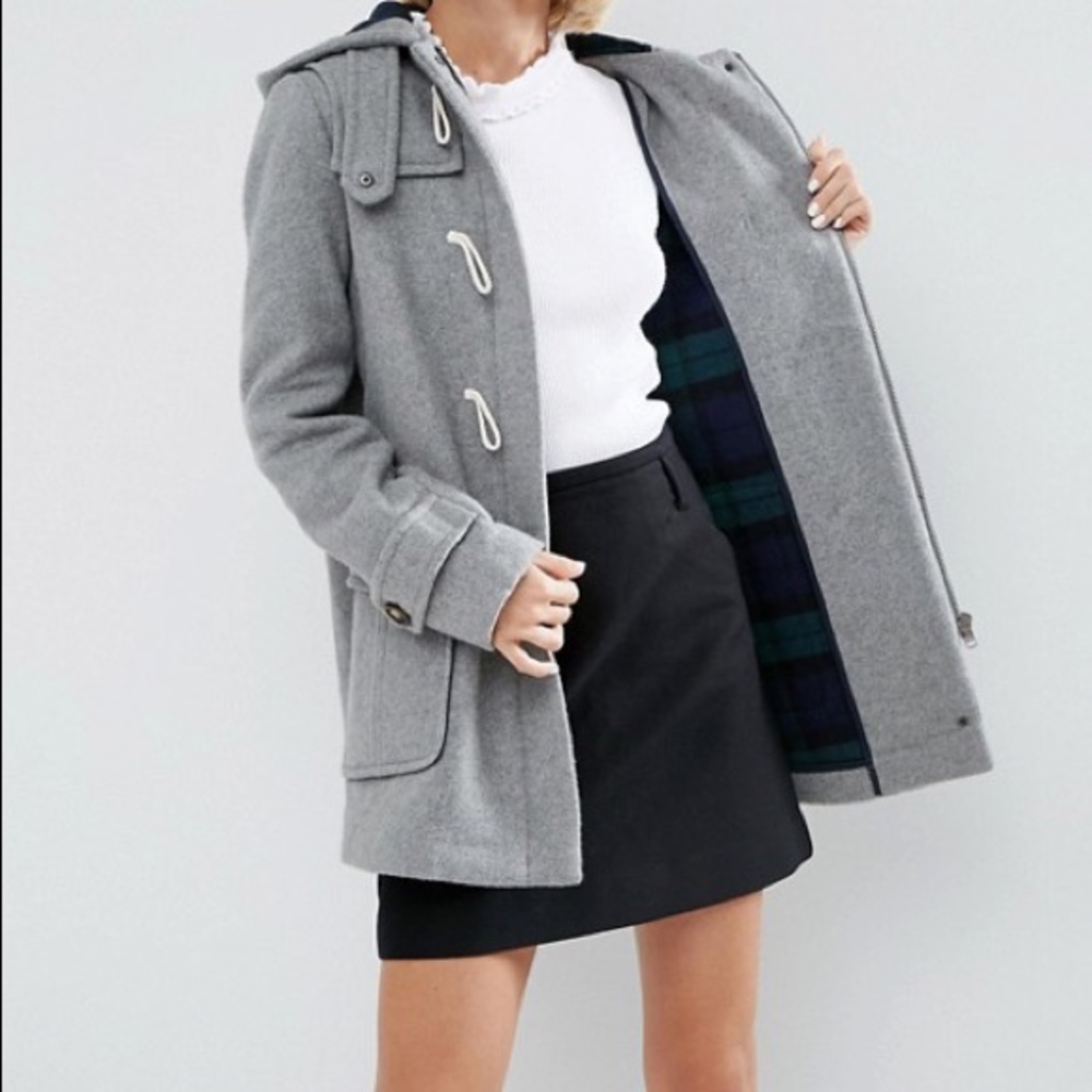 ASOS classic duffle coat with checked liner size 0